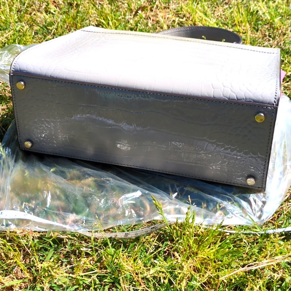 Kate Spade Doris Knightsbridge Grey Crocodile Emboss Leather Crossbody Satchel - Picture 7 of 14